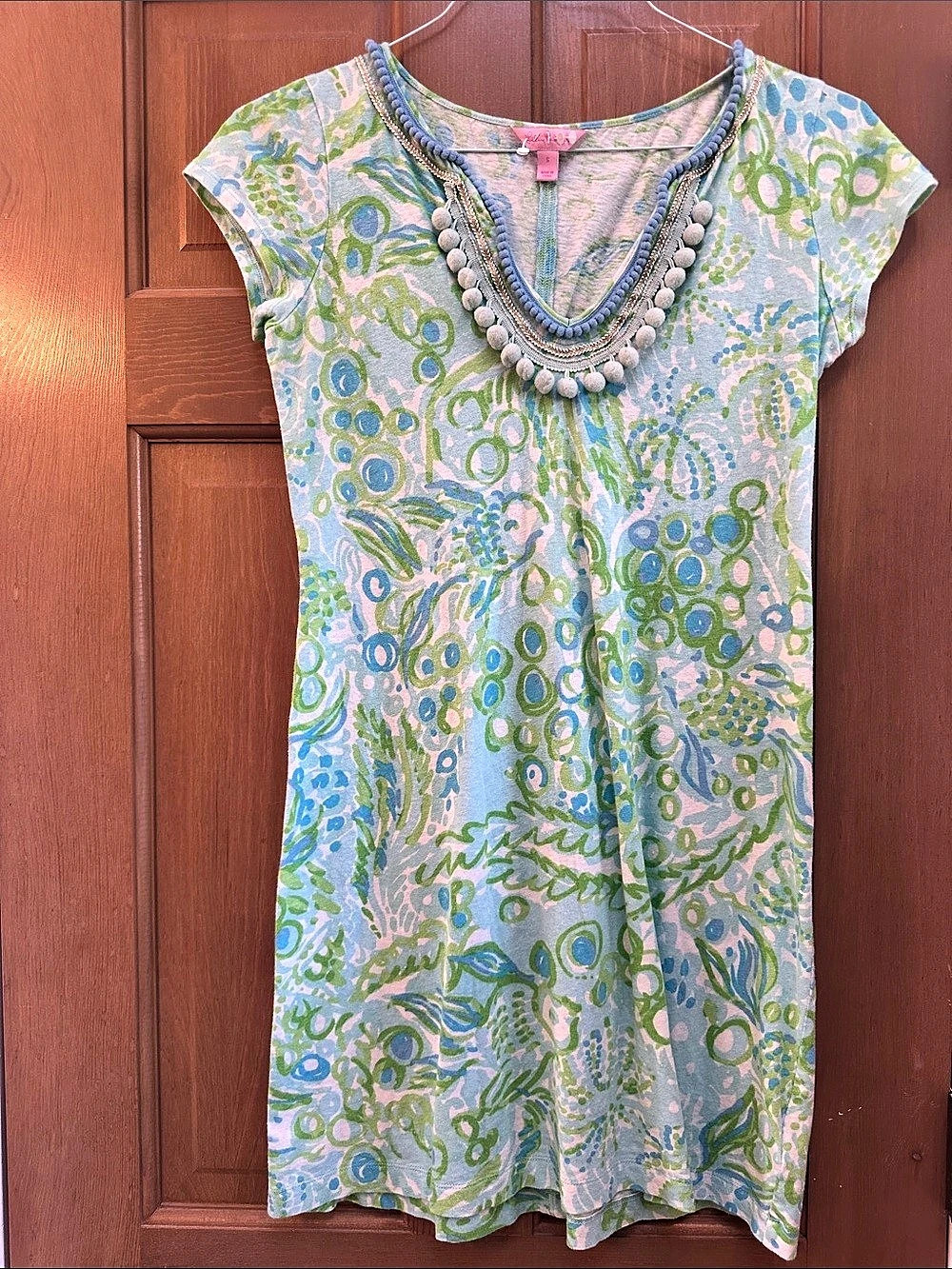 Lilly Pulitzer Printed Mini Dress in Blue & Green Size Small Like New